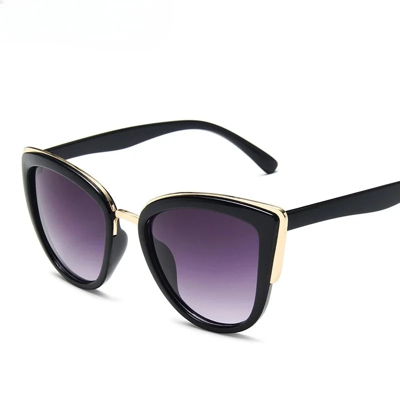 Lunettes de soleil œil de chat pour femmes, grandes, noires, de luxe