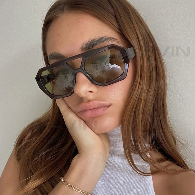 Lunettes de soleil carrées vintage pour femmes et hommes, monture épaisse