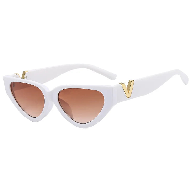 Lunettes de soleil œil de chat vintage de luxe pour femmes, verres solaires œil de chat tendance