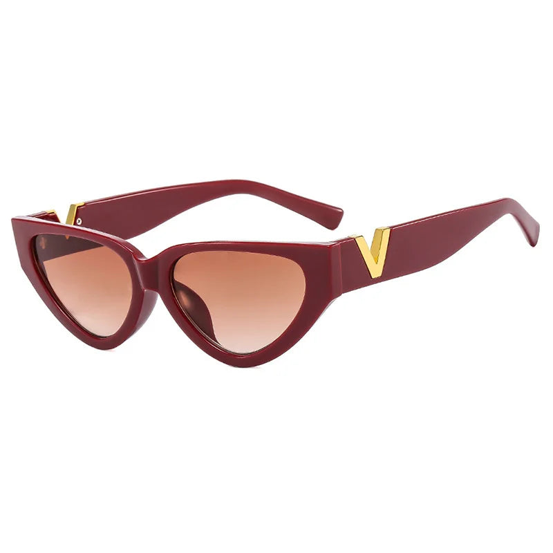 Lunettes de soleil œil de chat vintage de luxe pour femmes, verres solaires œil de chat tendance