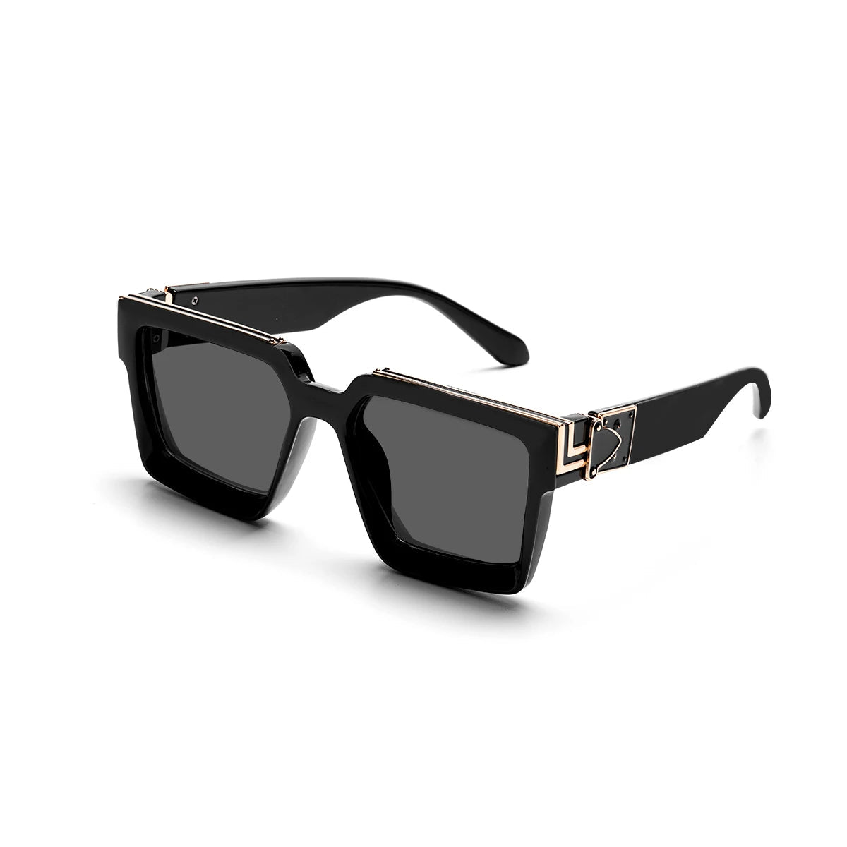 Lunettes de soleil noires carrées pour hommes et femmes