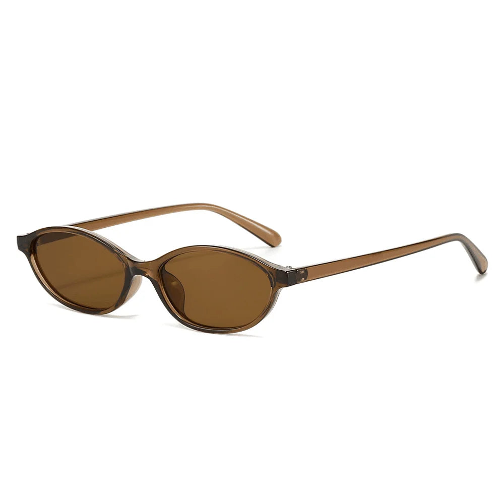 Women's brown leopard sunglasses, small frame, oval retro style