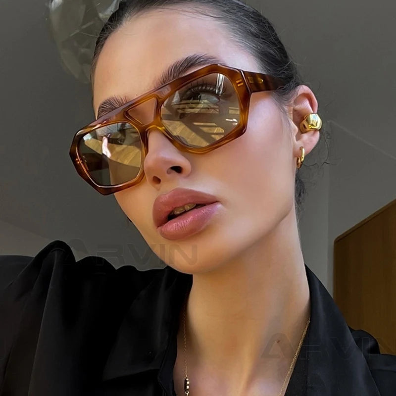 Lunettes de soleil carrées vintage pour femmes et hommes, monture épaisse