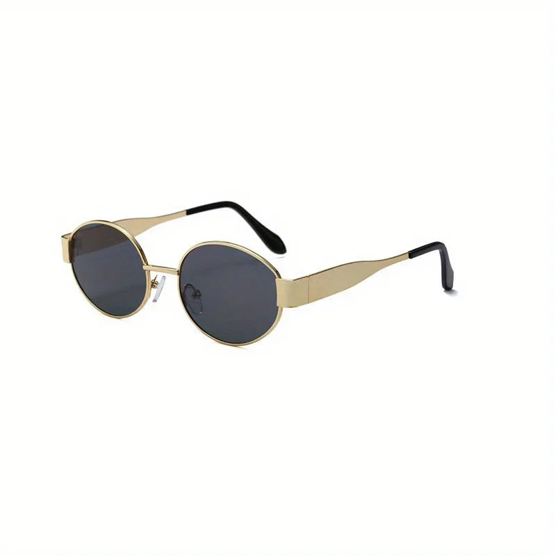New oval sunglasses for women and men, trendy metal frame, classic lenses