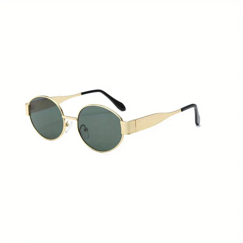 New oval sunglasses for women and men, trendy metal frame, classic lenses