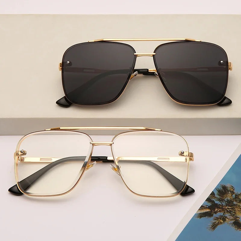 Lunettes de soleil carrées classiques tendance pour hommes et femmes, design vintage, en métal, UV400