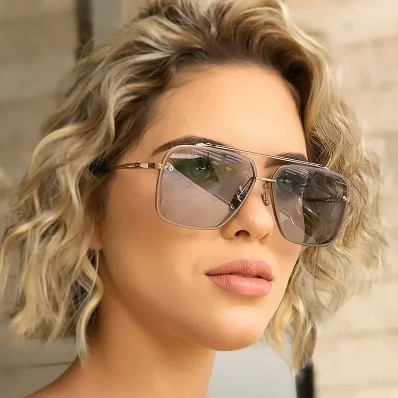 Lunettes de soleil carrées classiques tendance pour hommes et femmes, design vintage, en métal, UV400