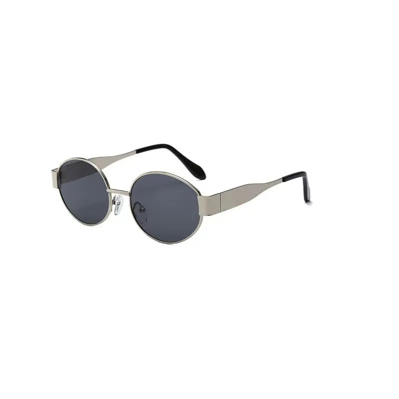 New oval sunglasses for women and men, trendy metal frame, classic lenses