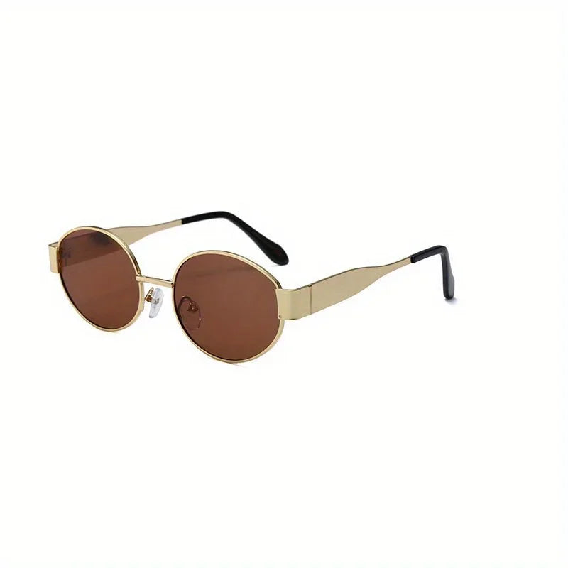 New oval sunglasses for women and men, trendy metal frame, classic lenses