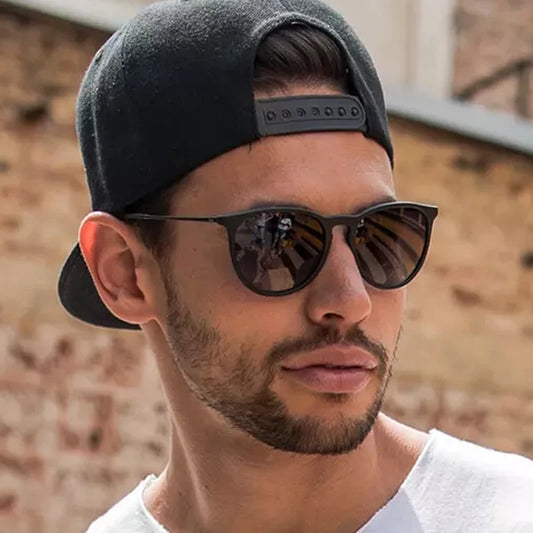 Men's Round Cat Eye Sunglasses Retro Style Clear Mirror Lens Vintage Trendy Driving Sun Glasses