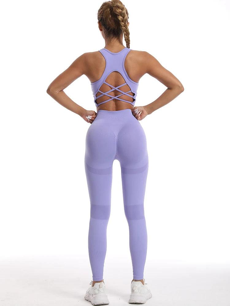 Ensemble 2 pièce soutien-gorge de sport + leggings taille haute