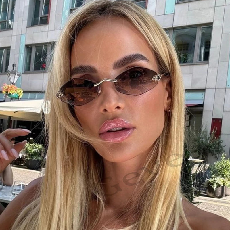 Gafas de sol poligonales de moda para mujer, estilo vintage, de metal.